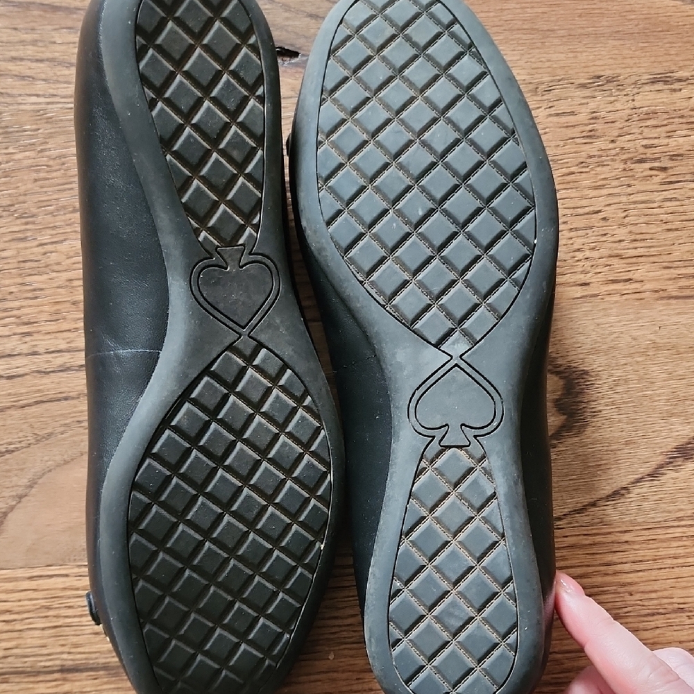 kate spade Black Leather Flats with Gold Chain Plaque - Picture 2 of 3